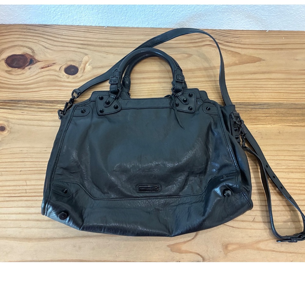 Rebecca Minkoff MAB Morning After Bag Black Leather Studded Satchel Crossbody